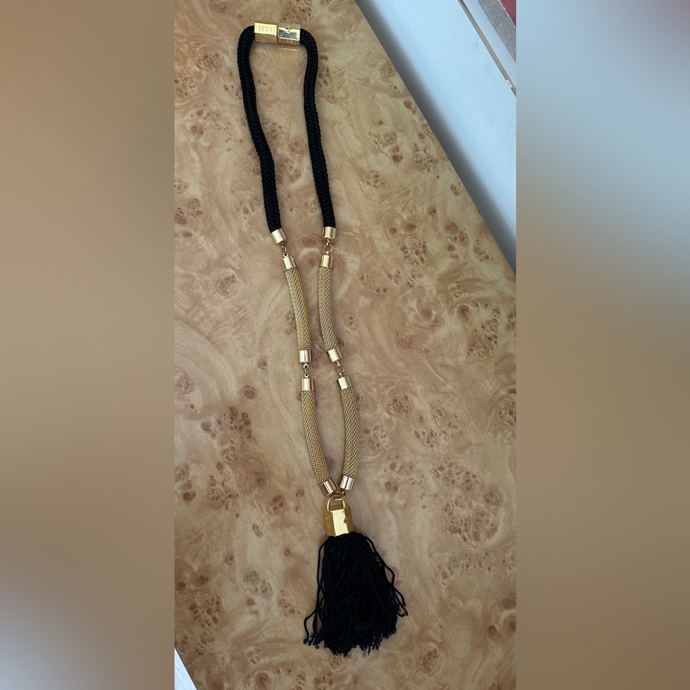 Chic Gold and Black Tassel Necklace